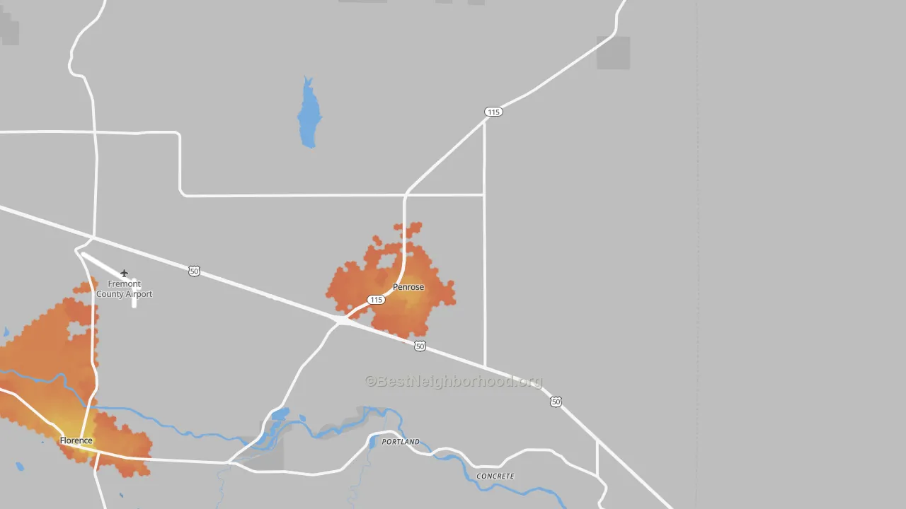 Bike Grade map of Penrose, CO