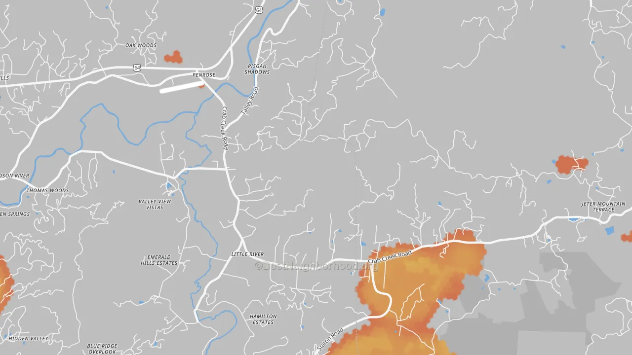 Bike Grade map of Penrose, NC