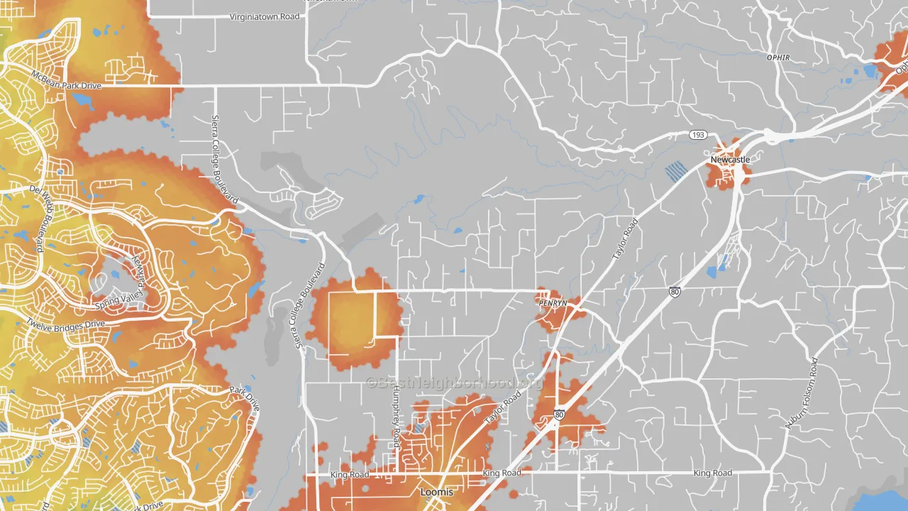 Bike Grade map of Penryn, CA