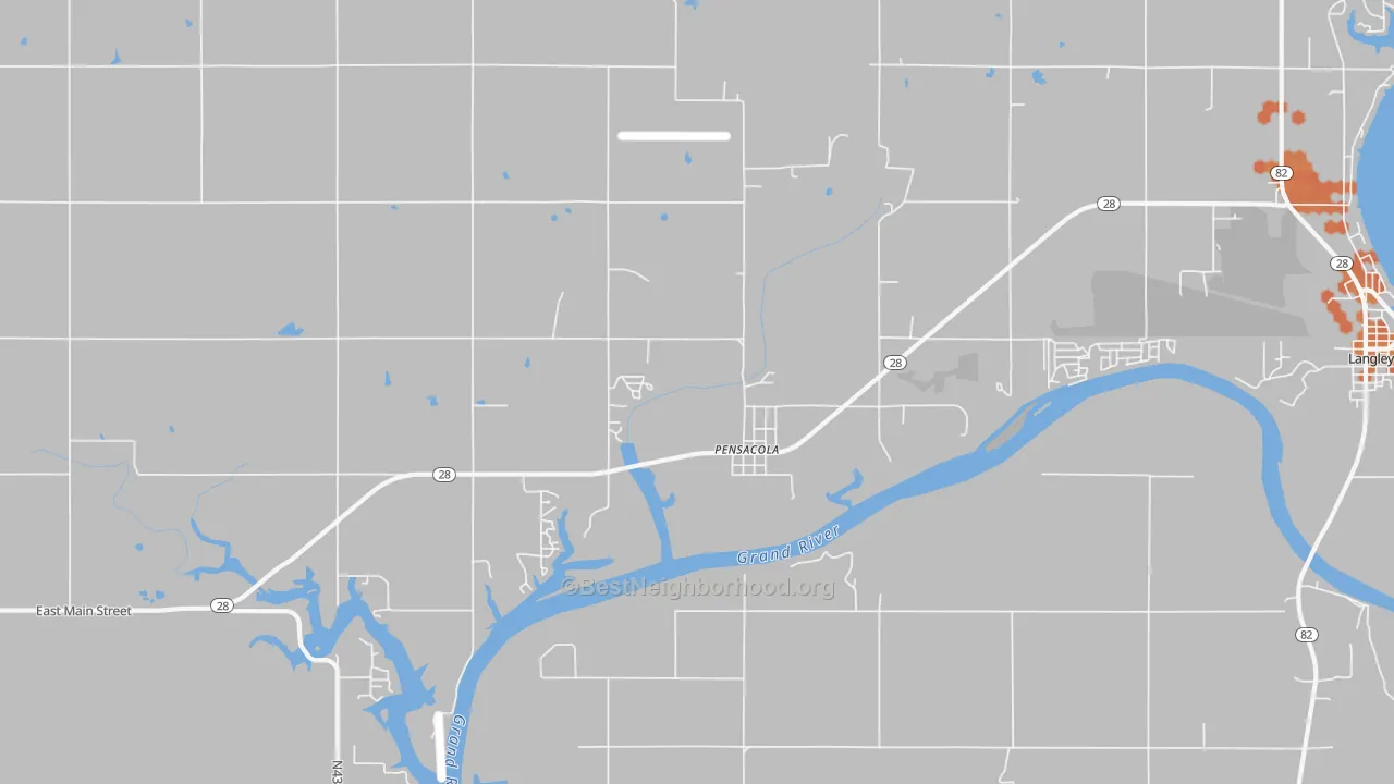 Bike Grade map of Pensacola, OK