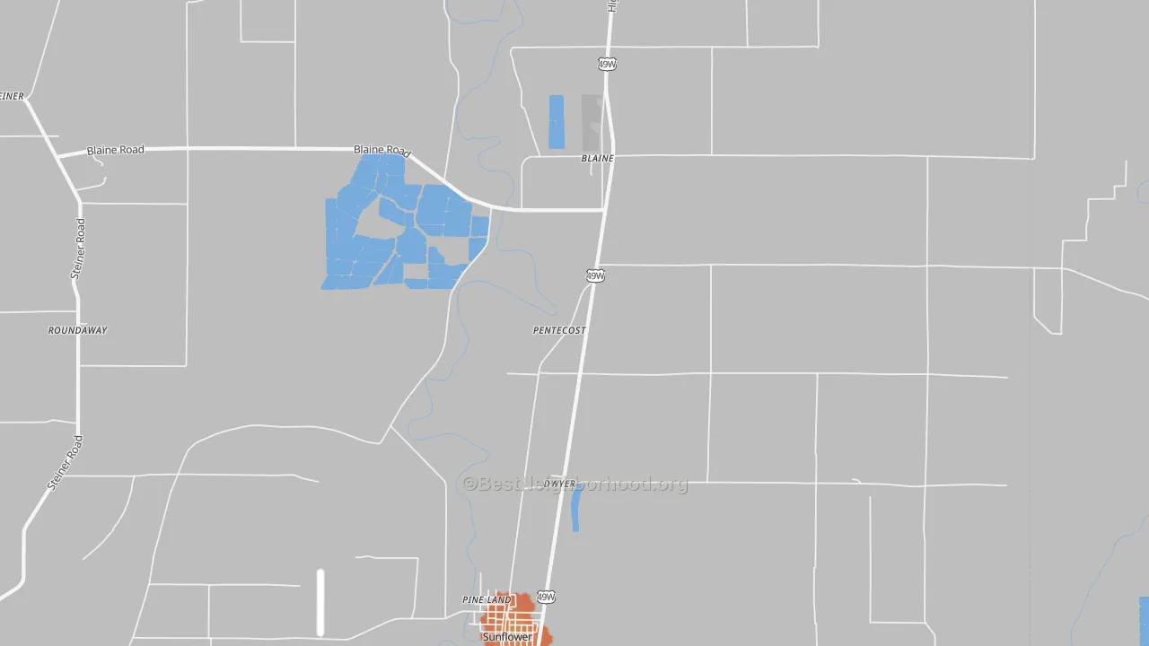 Bike Grade map of Pentecost, MS