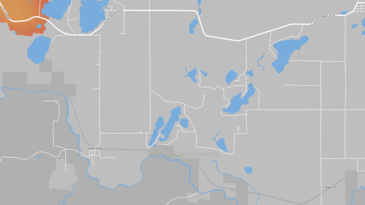 Bike Grade map of Pentoga, MI
