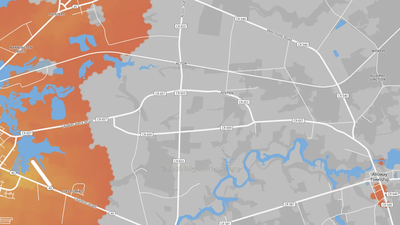 Bike Grade map of Penton, NJ