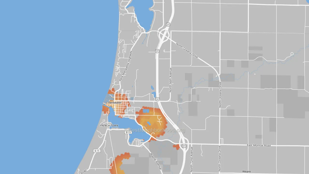 Bike Grade map of Pentwater, MI