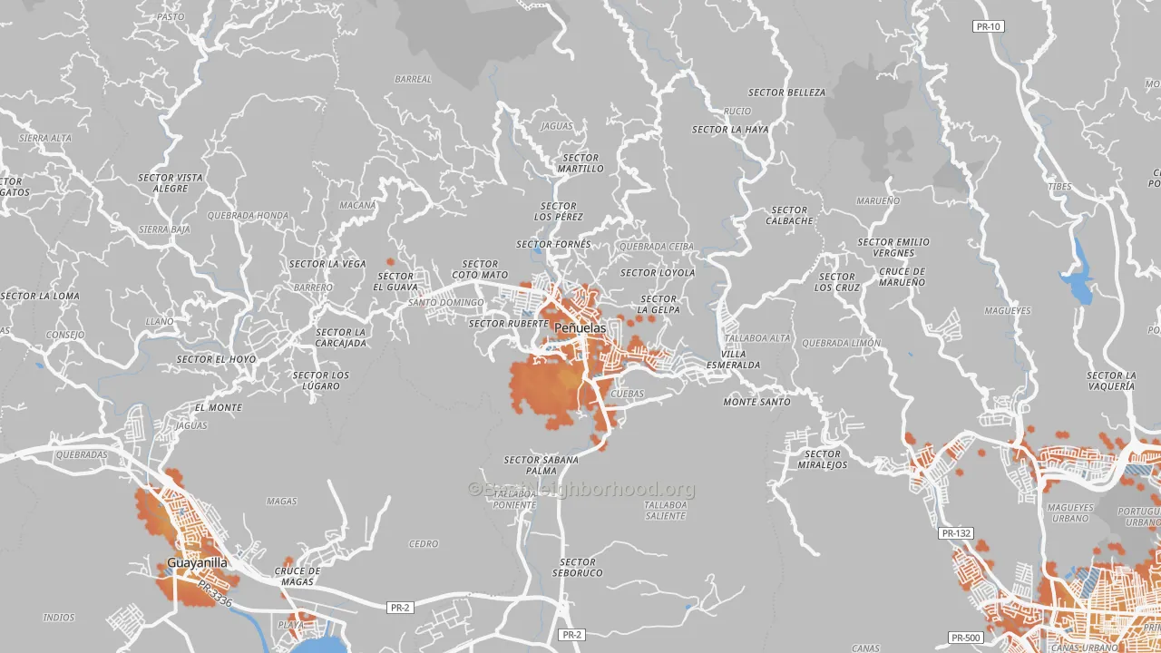 Bike Grade map of Penuelas Municipio, PR