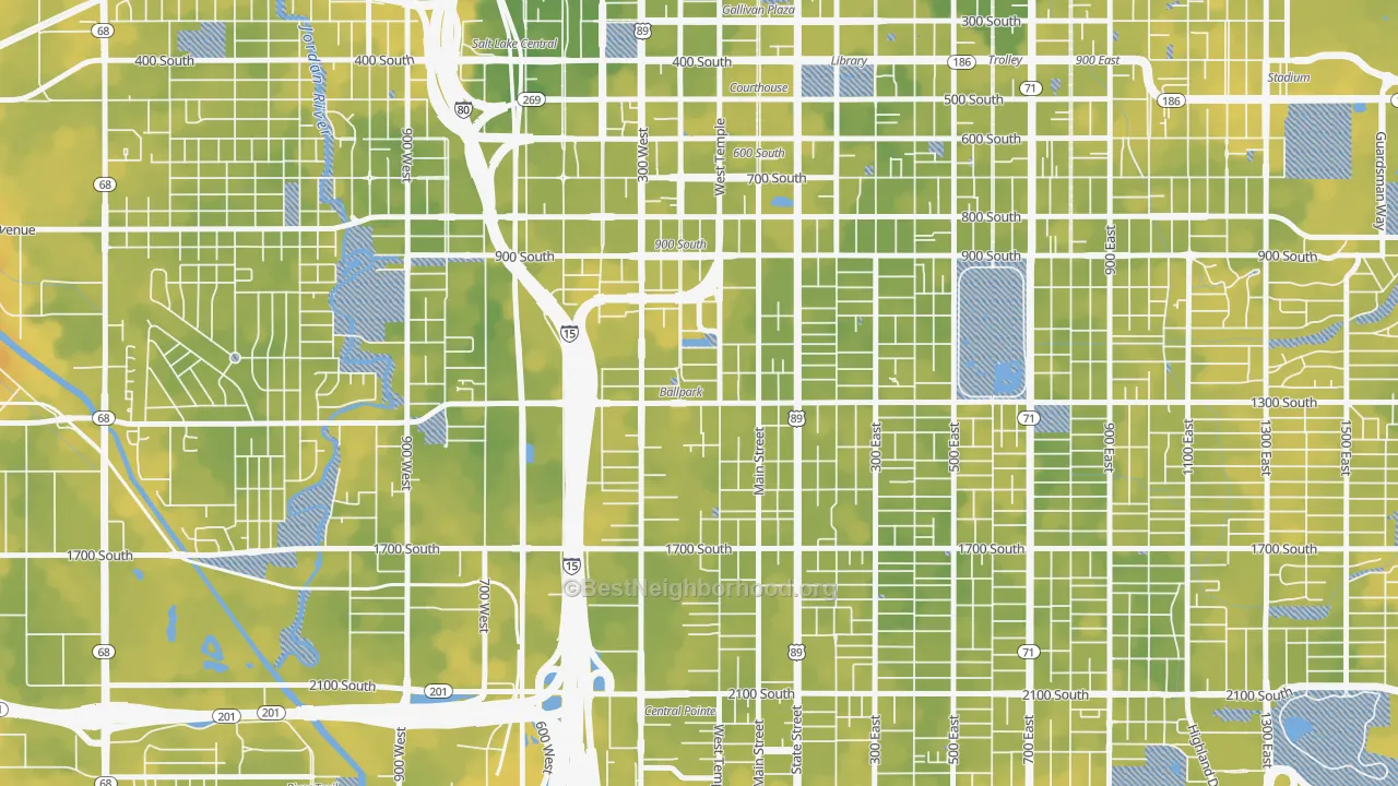 Bike Grade map of People's Freeway, Salt Lake City, UT
