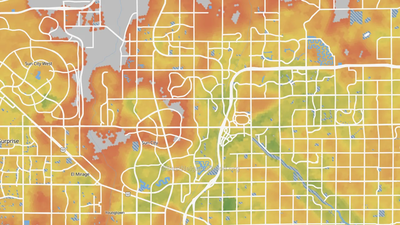Bike Grade map of Peoria, AZ
