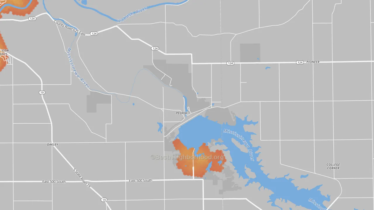 Bike Grade map of Peoria, IN