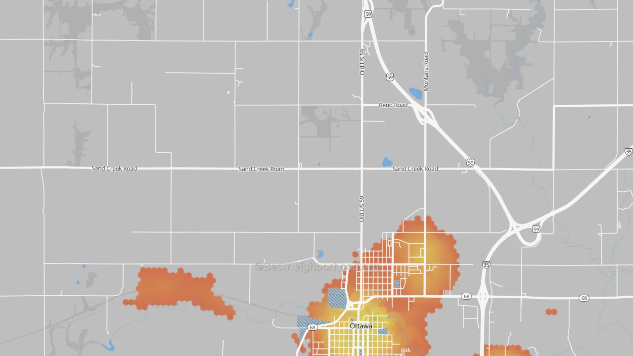 Bike Grade map of Peoria, KS