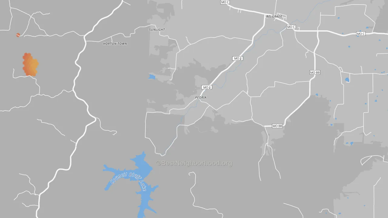 Bike Grade map of Peoria, MO
