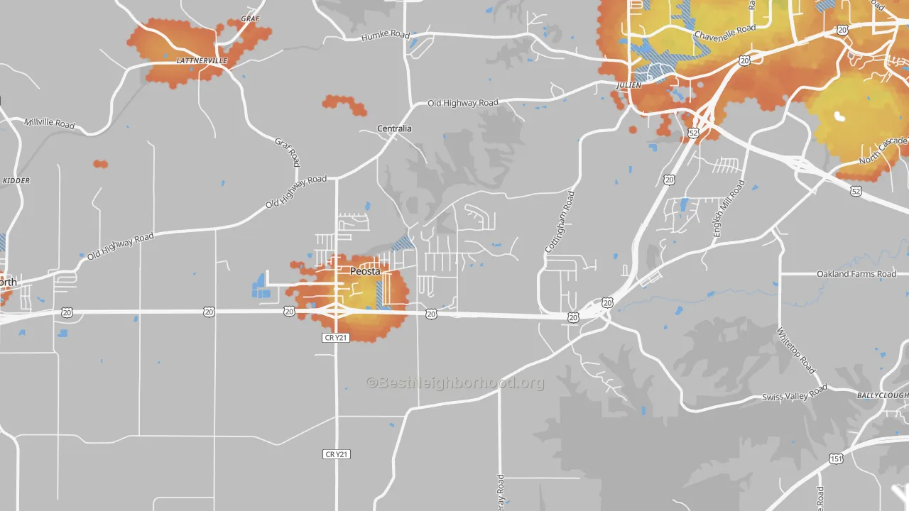 Bike Grade map of Peosta, IA
