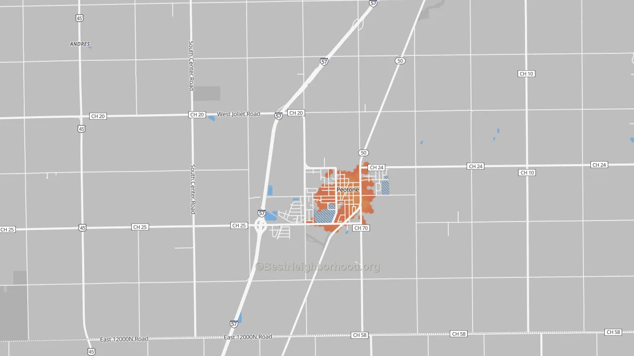 Bike Grade map of Peotone, IL