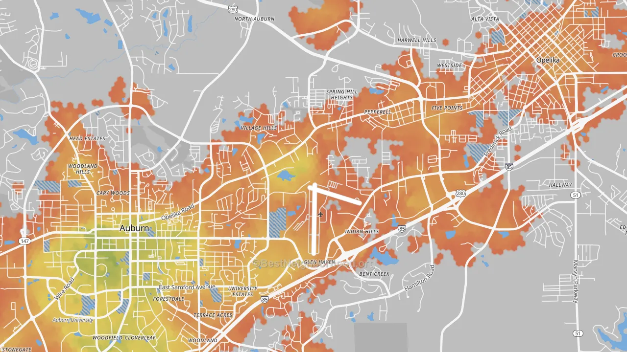 Bike Grade map of Pepperell, AL