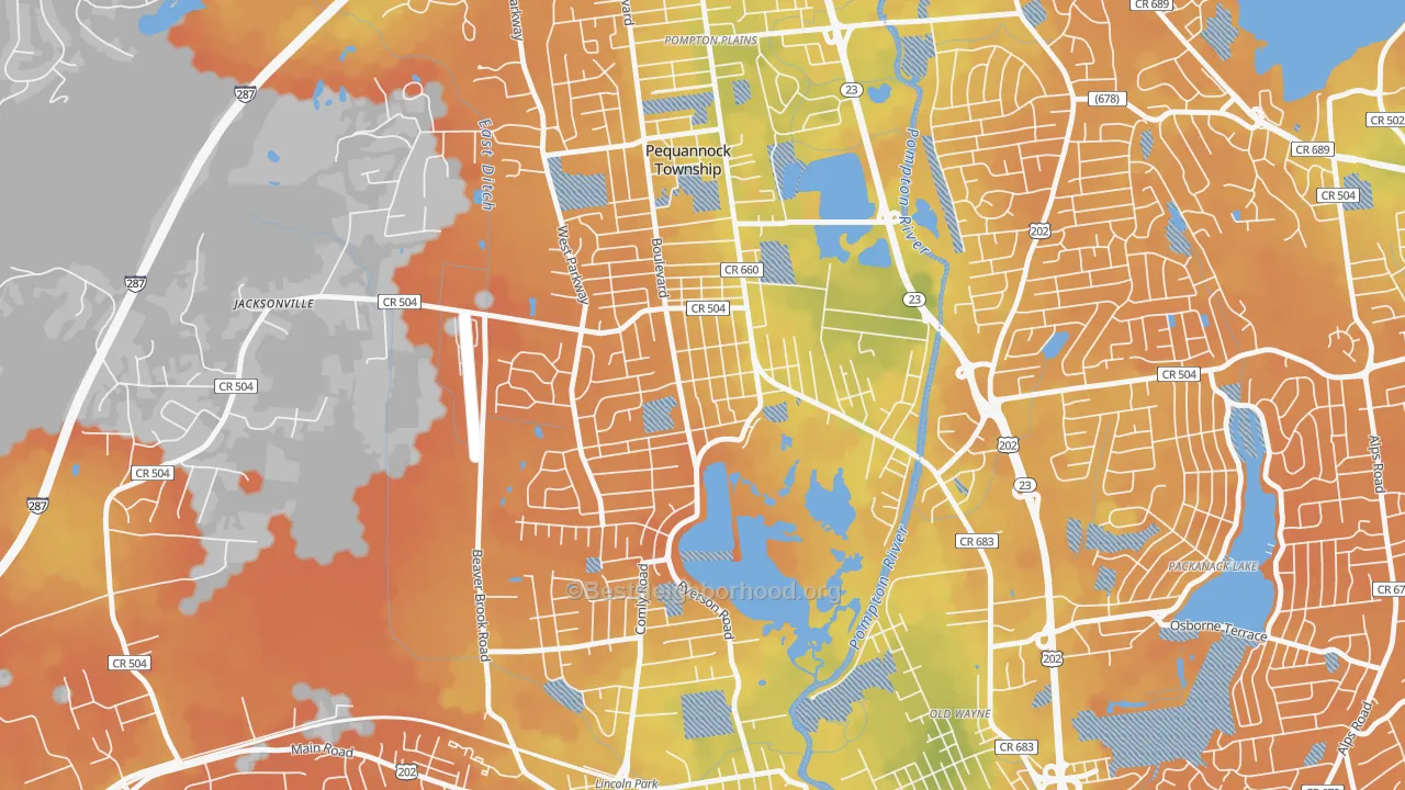 Bike Grade map of Pequannock, NJ