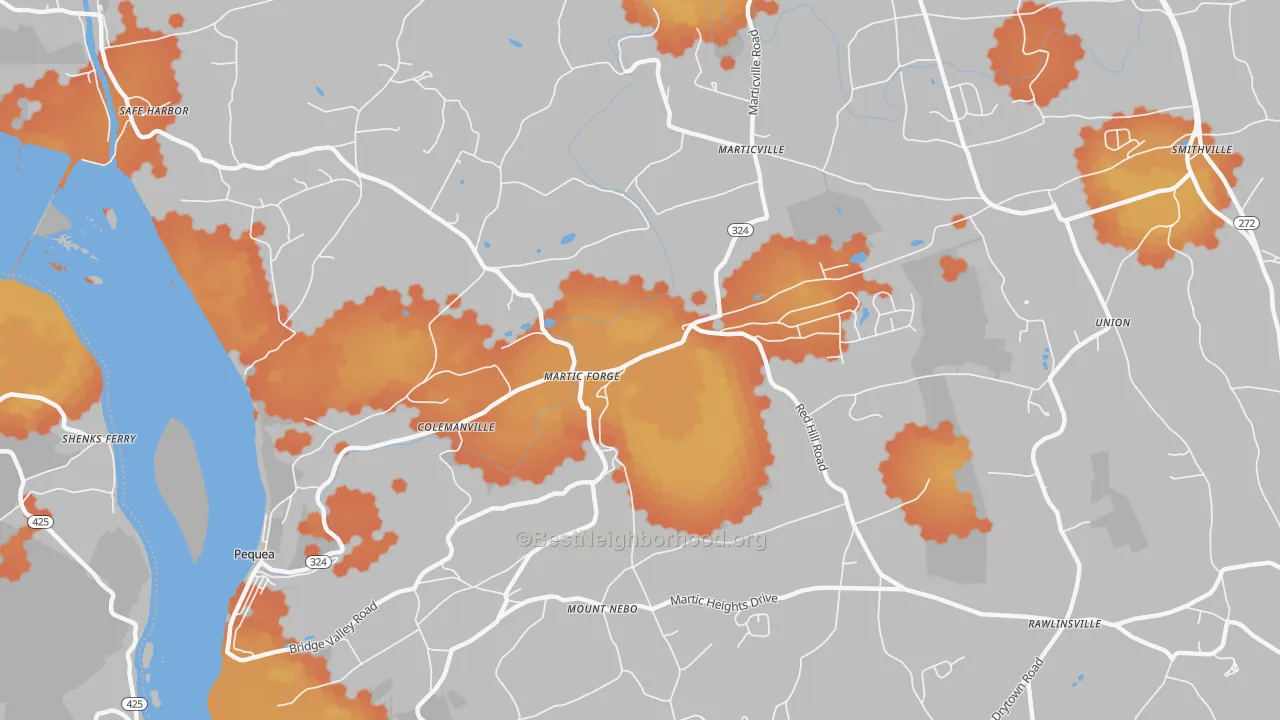 Bike Grade map of Pequea, PA
