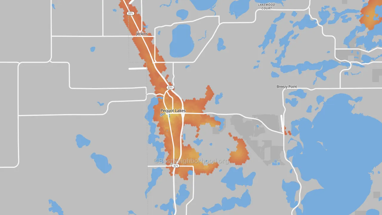Bike Grade map of Pequot Lakes, MN