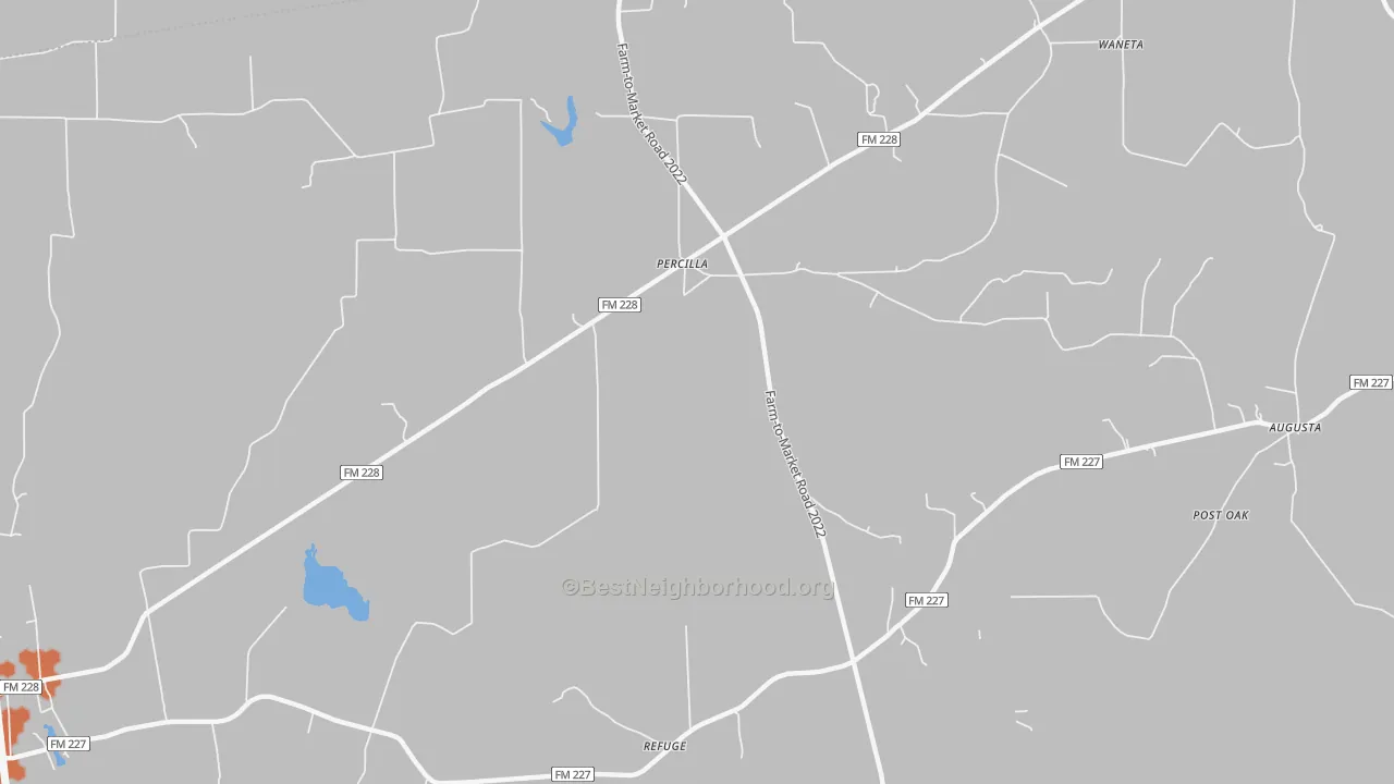 Bike Grade map of Percilla, TX