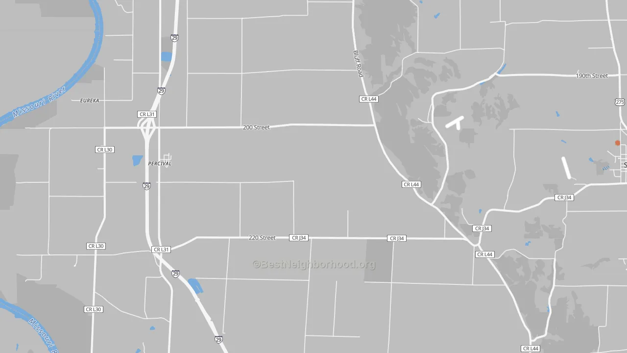 Bike Grade map of Percival, IA