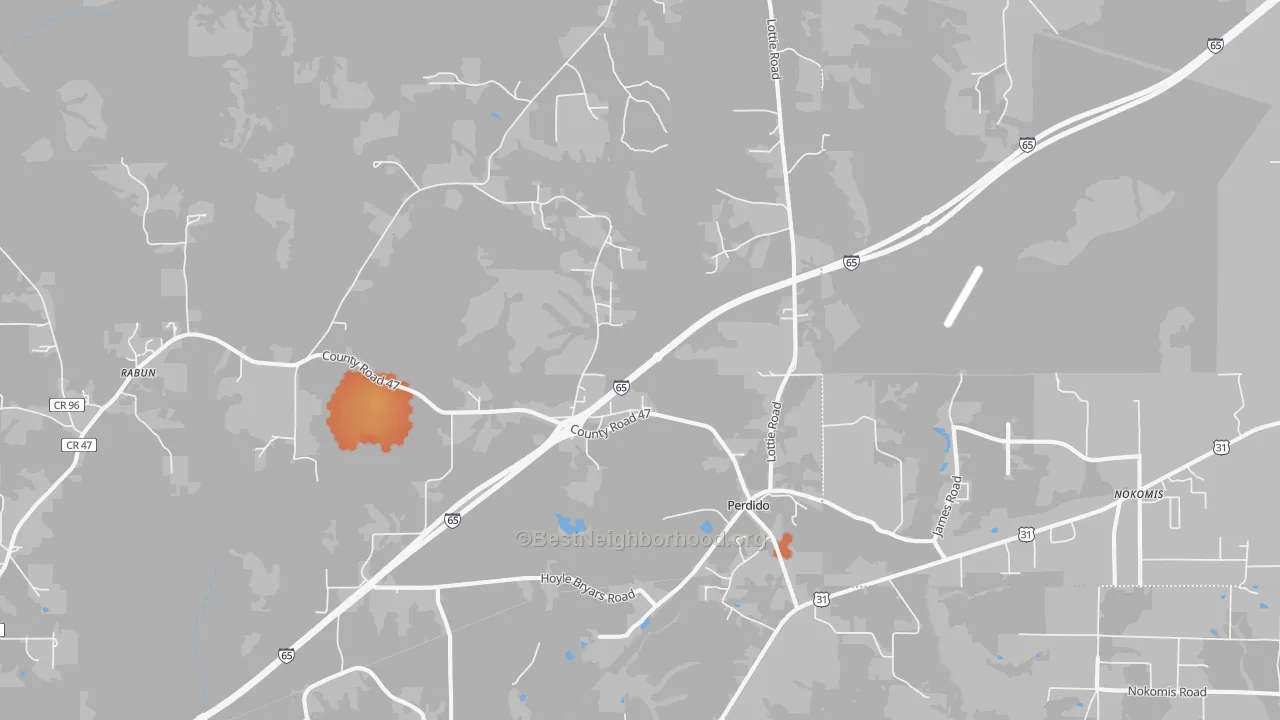 Bike Grade map of Perdido, AL