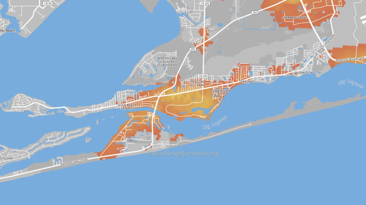 Bike Grade map of Perdido Key, FL