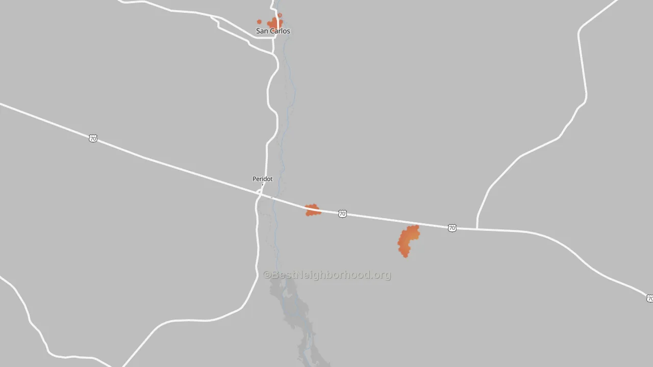Bike Grade map of Peridot, AZ