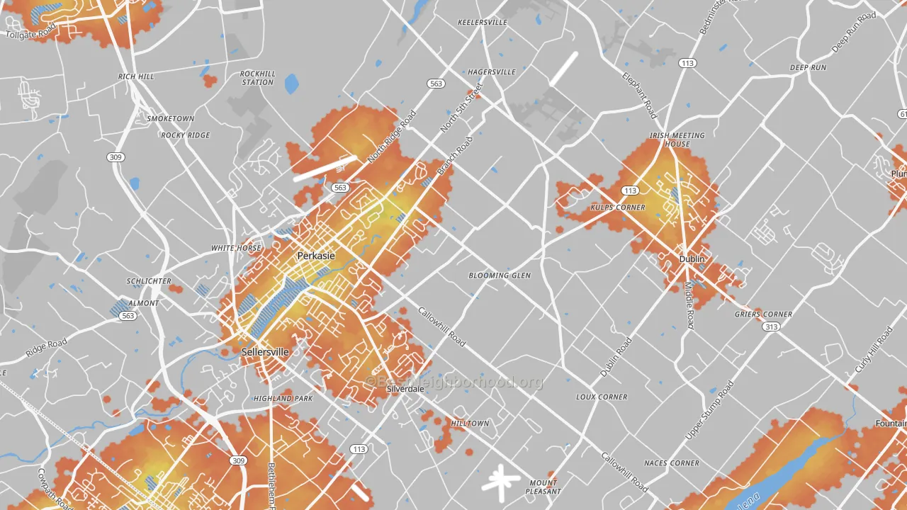 Bike Grade map of Perkasie, PA