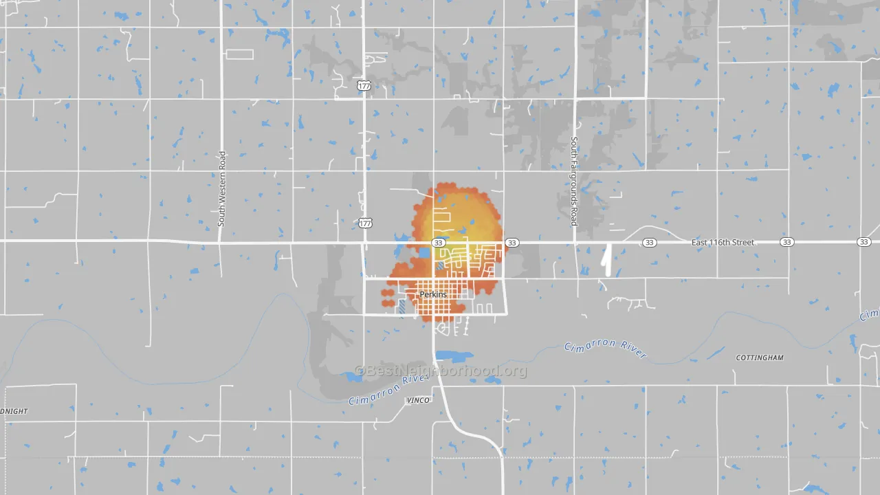 Bike Grade map of Perkins, OK