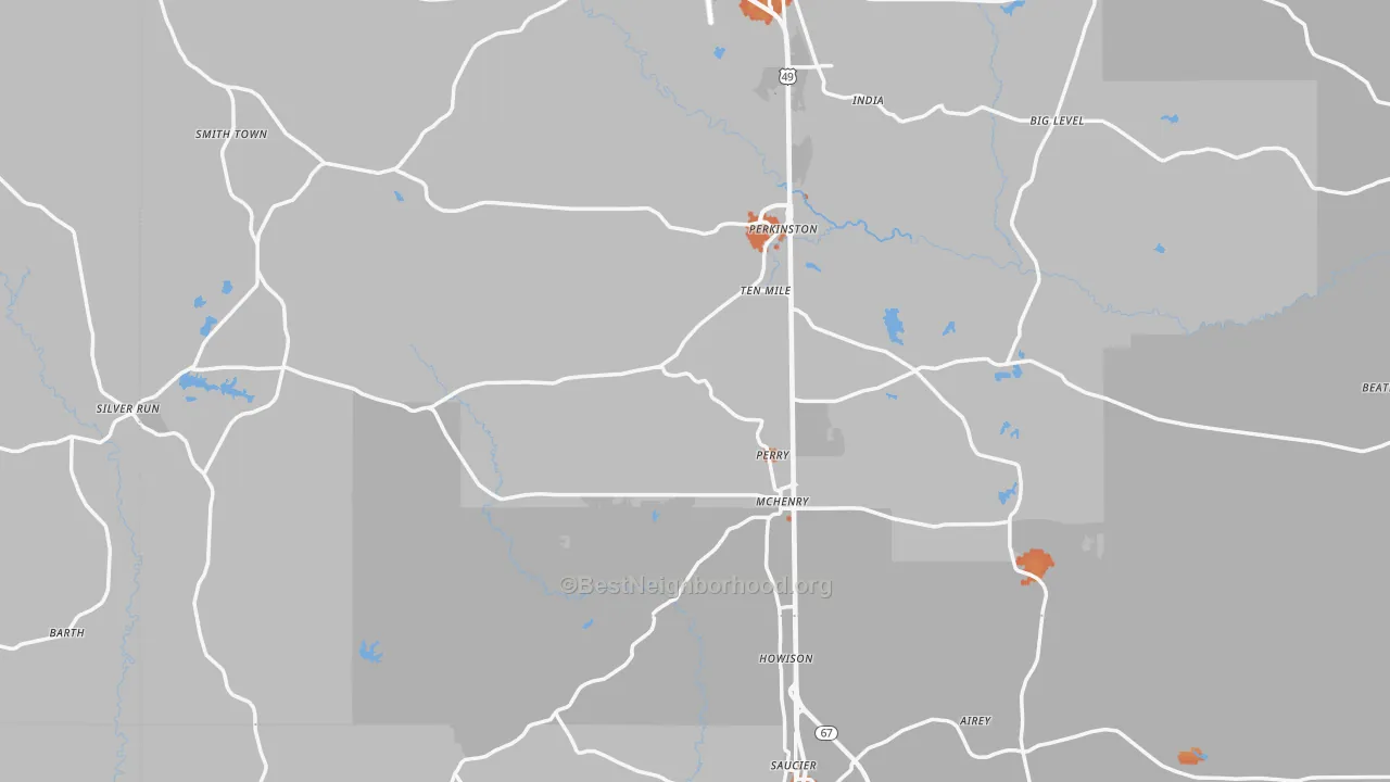 Bike Grade map of Perkinston, MS