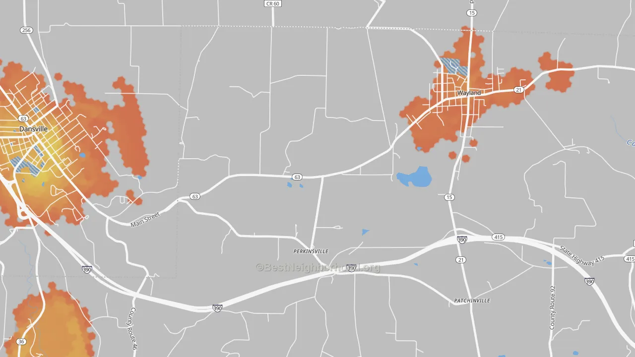 Bike Grade map of Perkinsville, NY