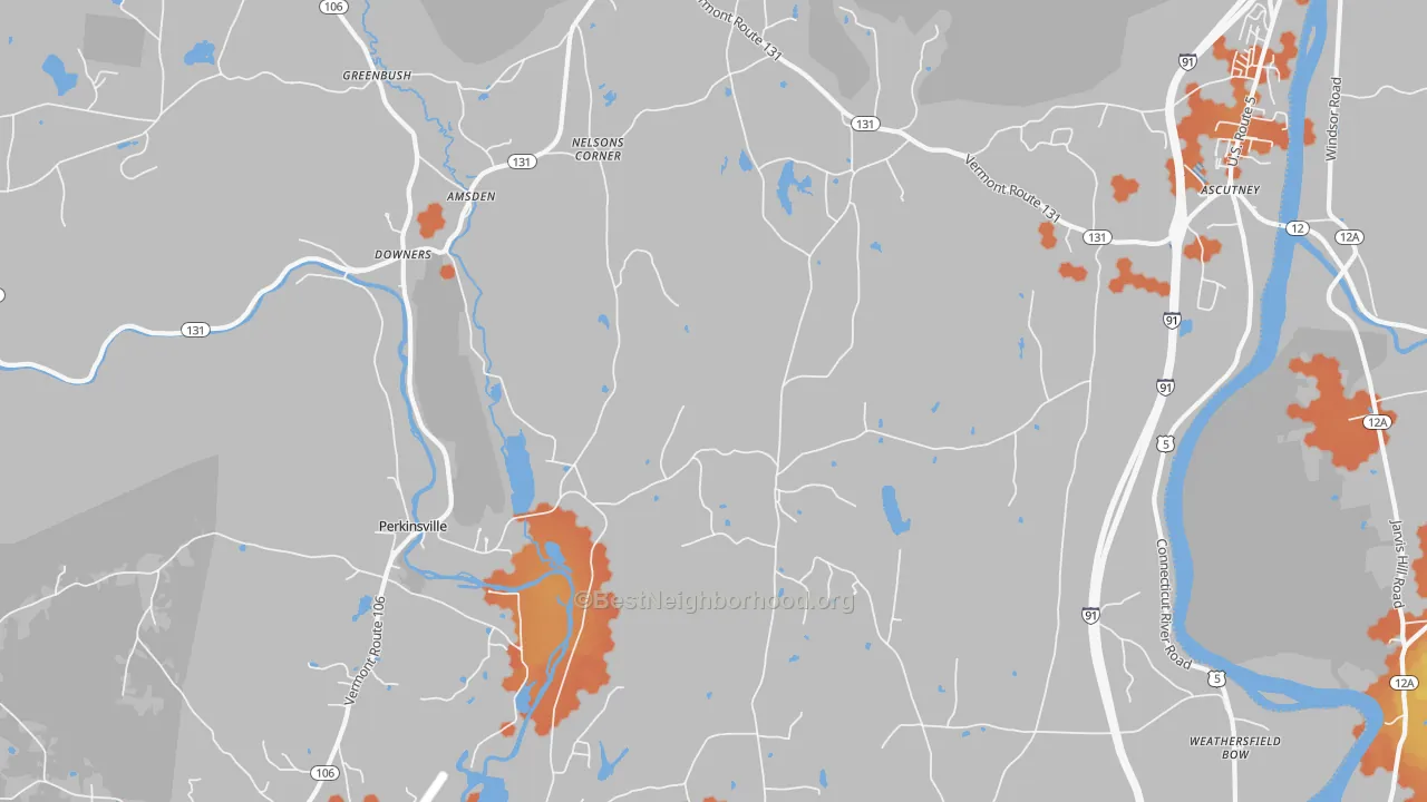 Bike Grade map of Perkinsville, VT