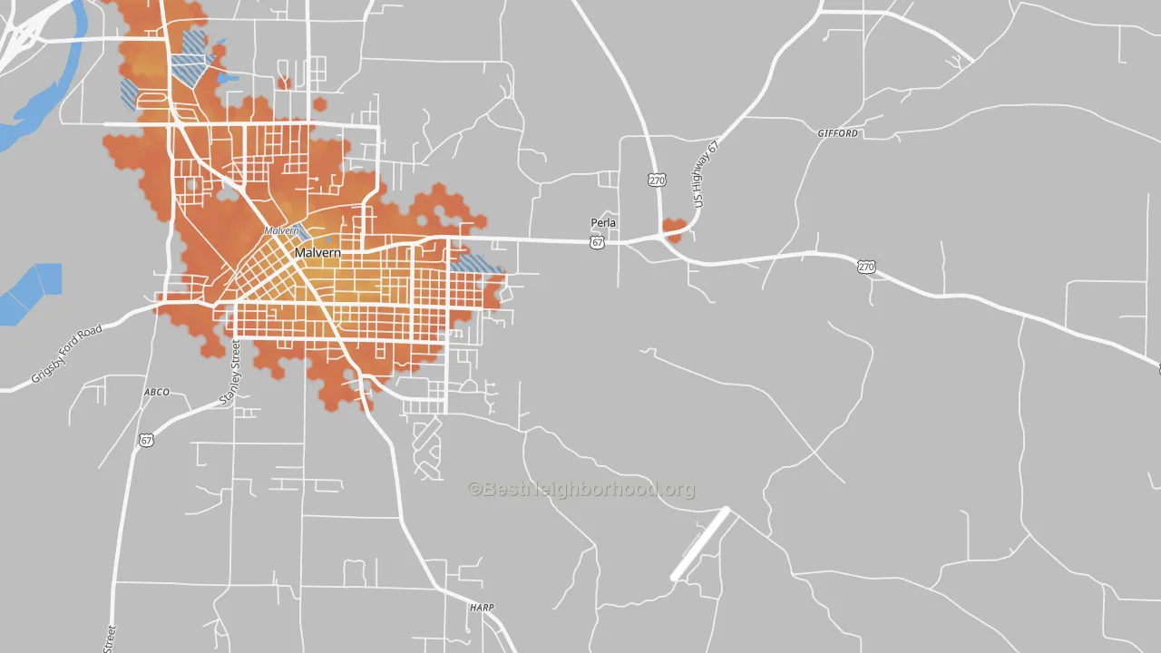 Bike Grade map of Perla, AR
