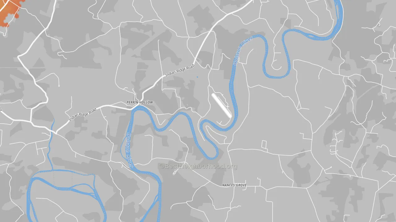 Bike Grade map of Perrin Hollow, TN