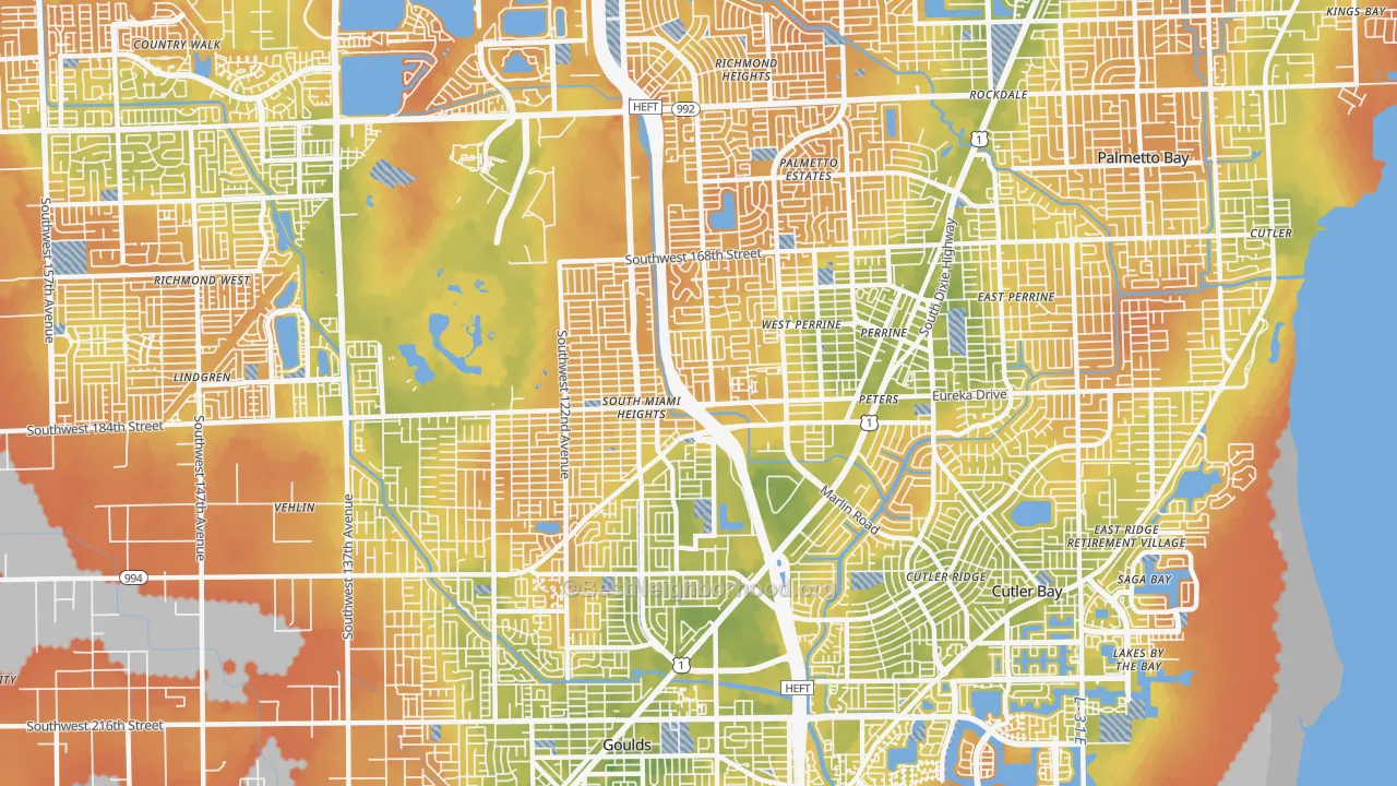 Bike Grade map of Perrine, FL