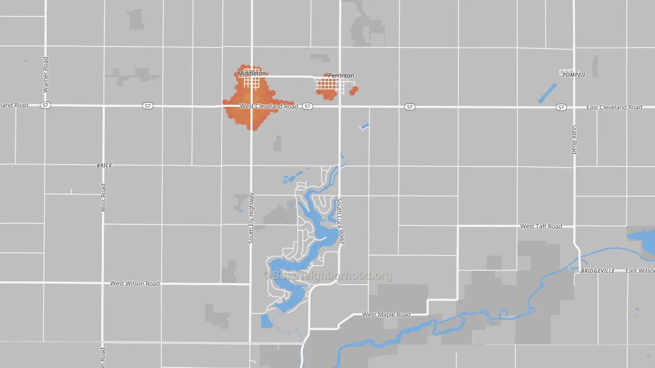 Bike Grade map of Perrinton, MI