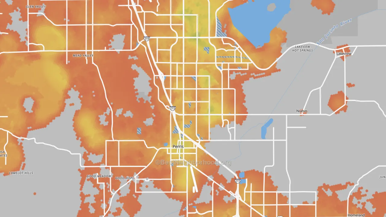 Bike Grade map of Perris, CA