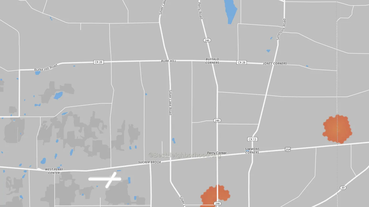 Bike Grade map of Perry Center, NY