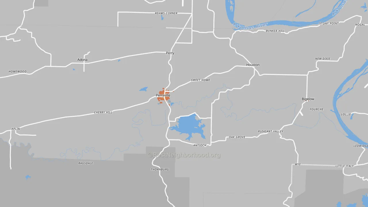 Bike Grade map of Perry County, AR