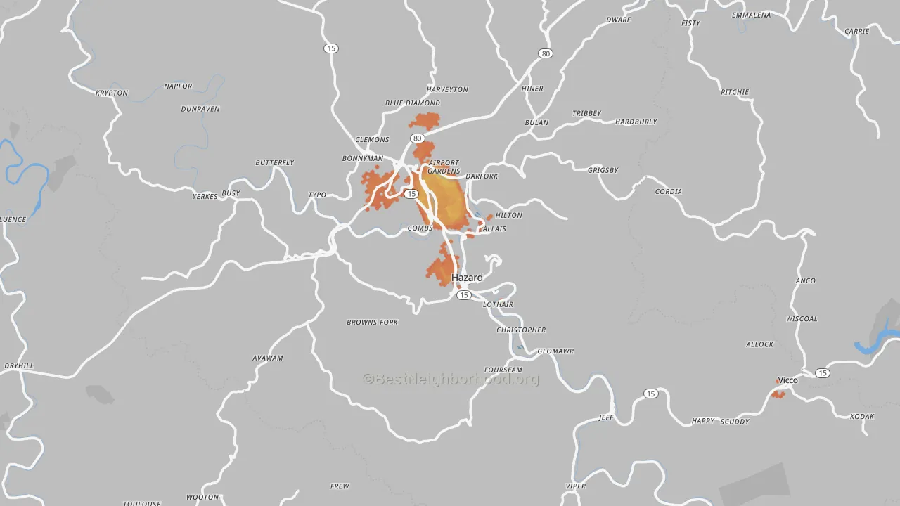 Bike Grade map of Perry County, KY