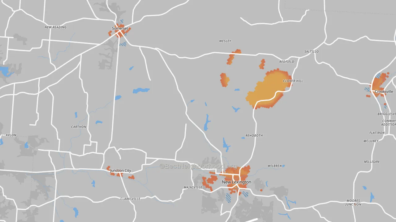 Bike Grade map of Perry County, OH