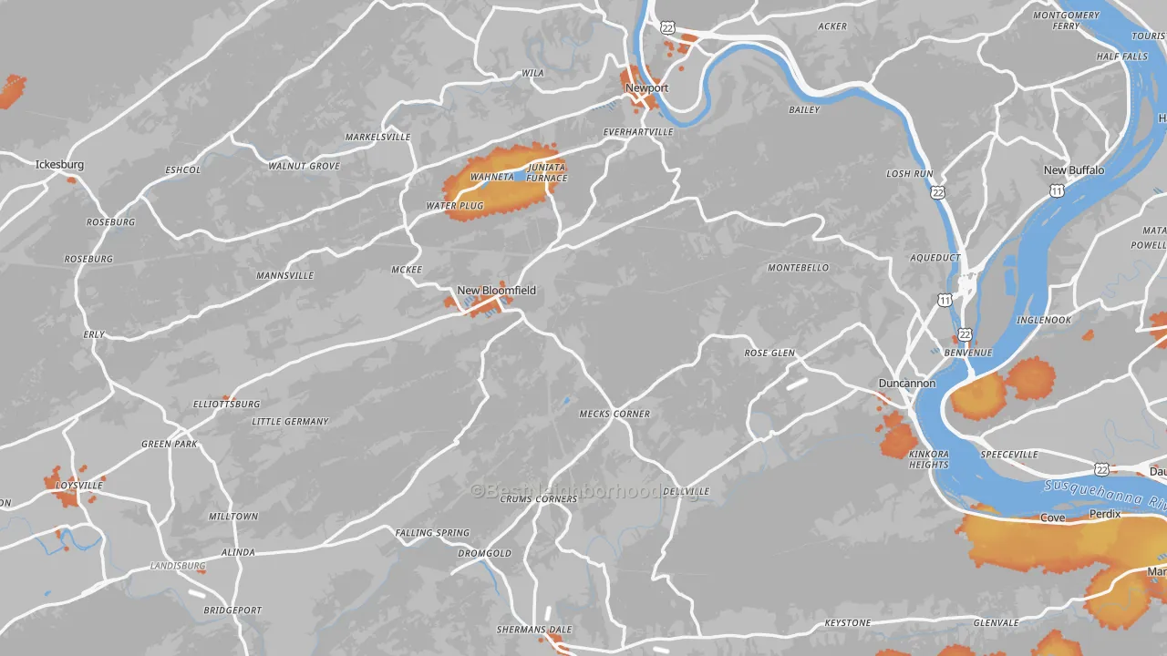 Bike Grade map of Perry County, PA