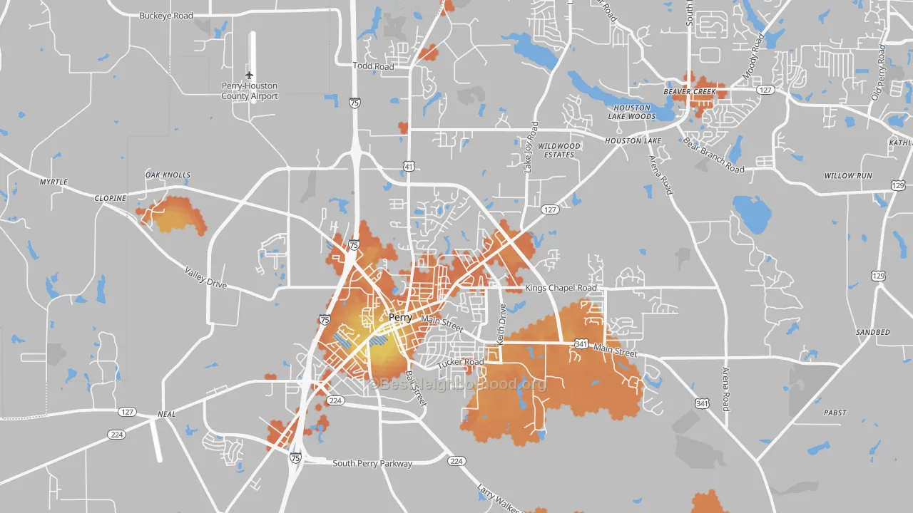 Bike Grade map of Perry, GA