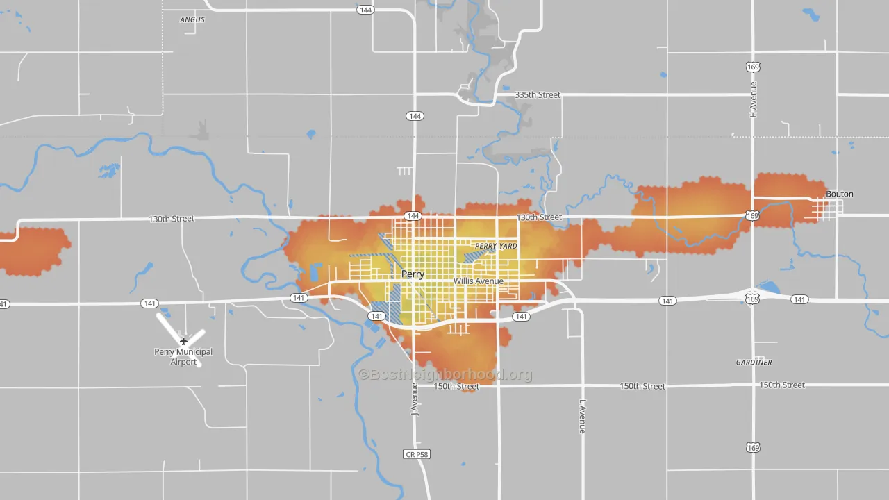 Bike Grade map of Perry, IA