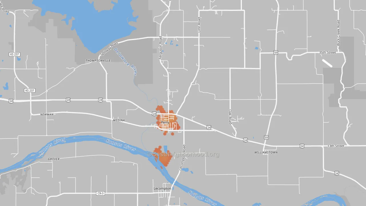 Bike Grade map of Perry, KS