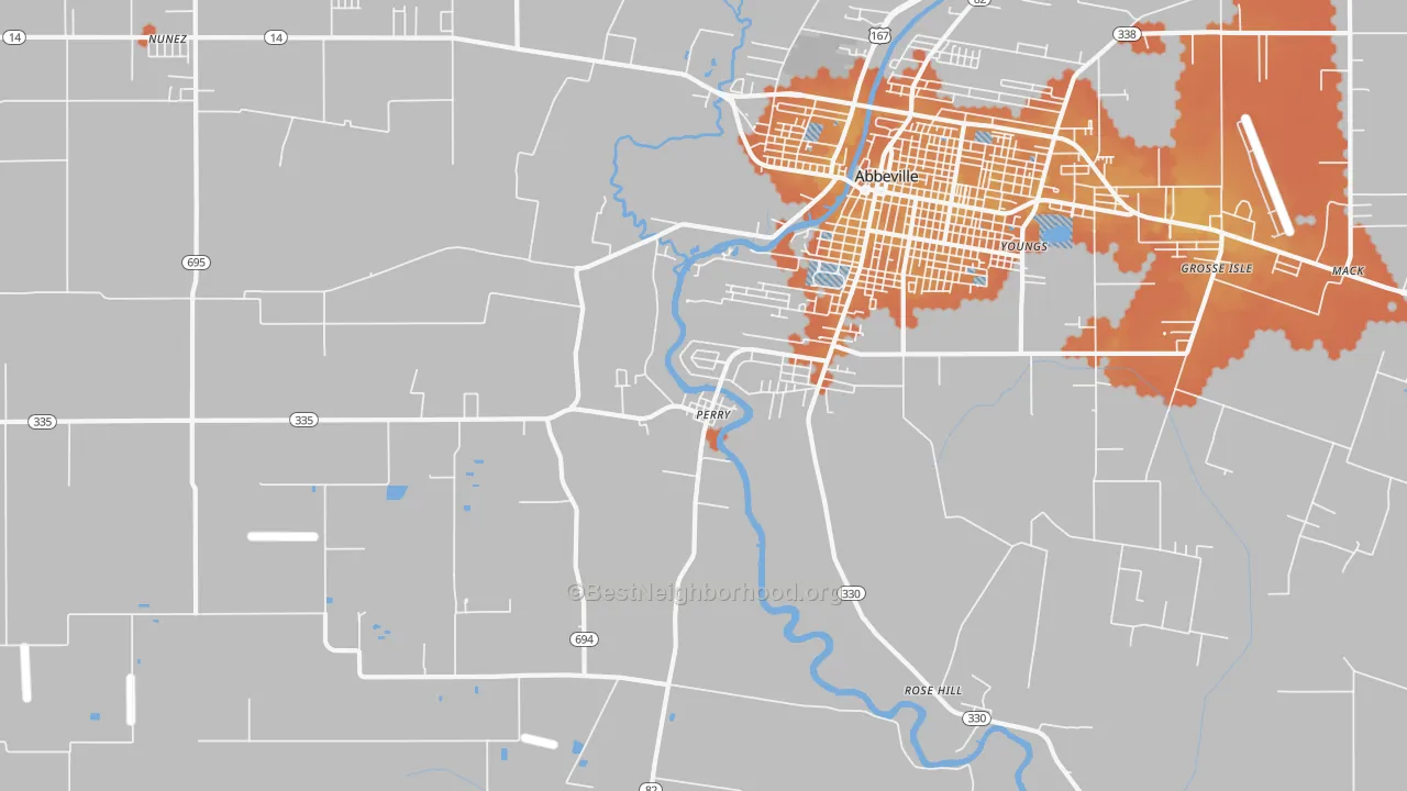Bike Grade map of Perry, LA