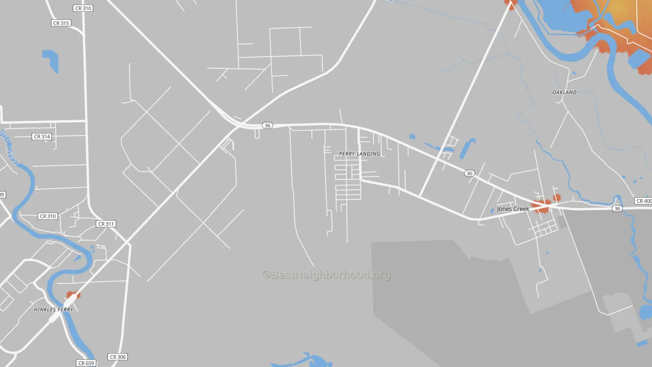 Bike Grade map of Perry Landing, TX