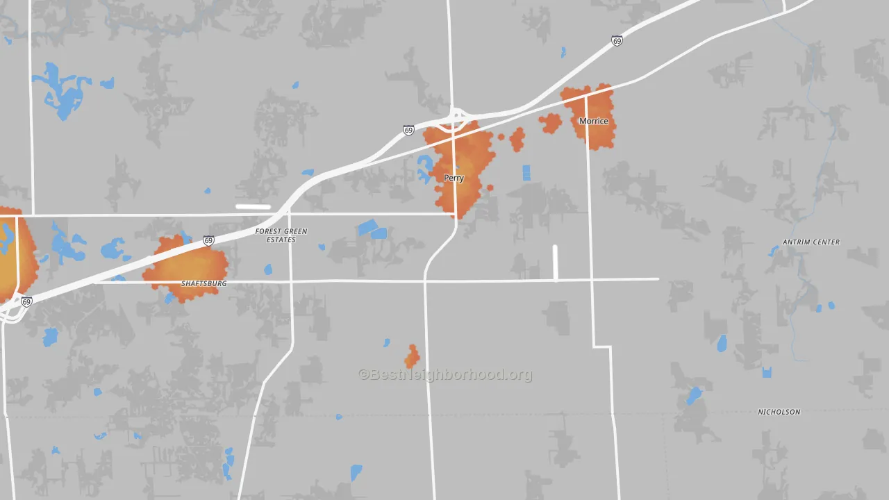 Bike Grade map of Perry, MI