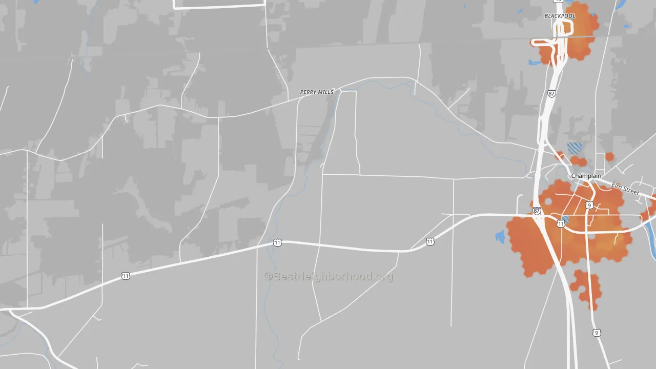 Bike Grade map of Perry Mills, NY