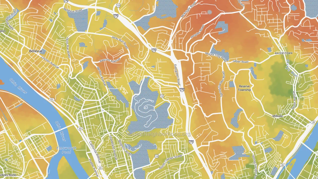 Bike Grade map of Perry North, Pittsburgh, PA