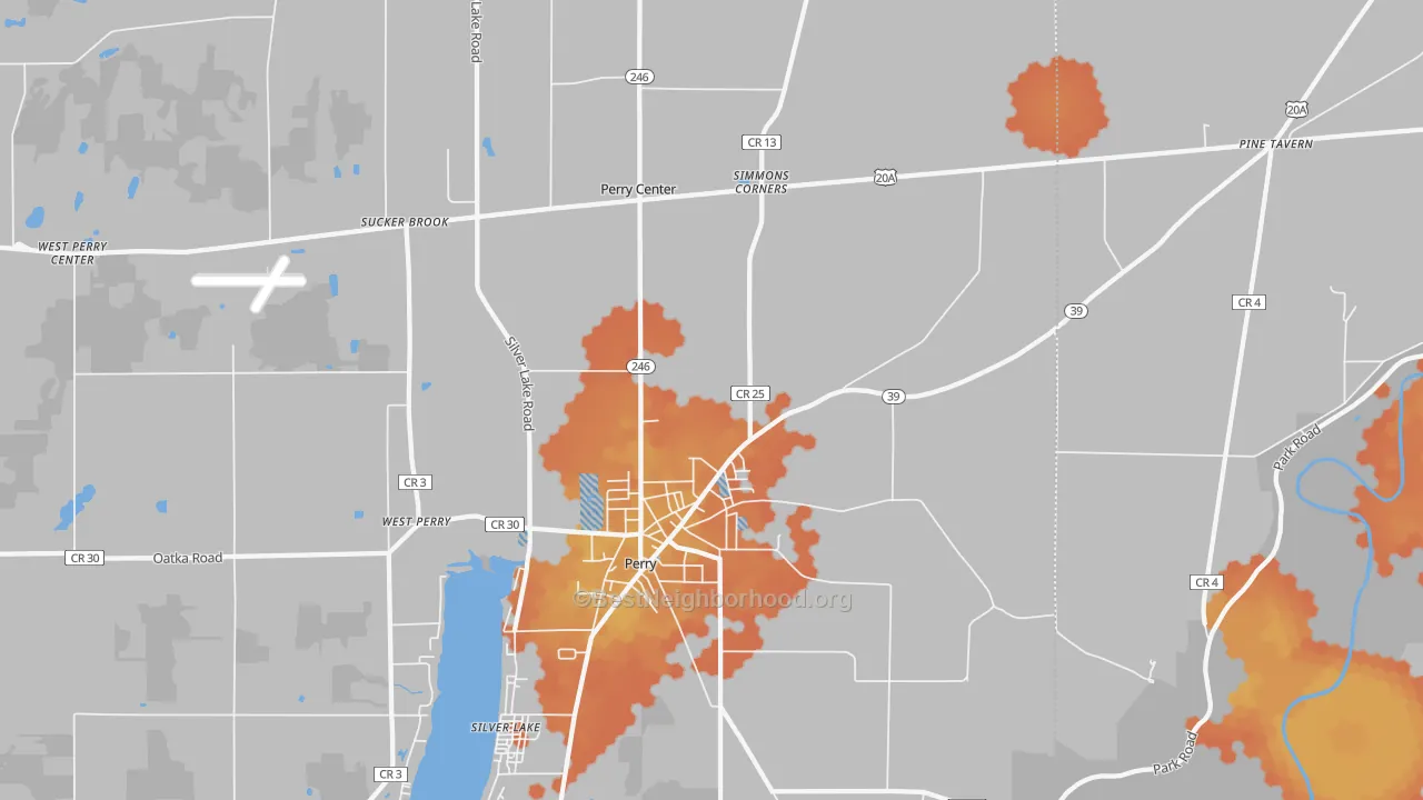Bike Grade map of Perry, NY