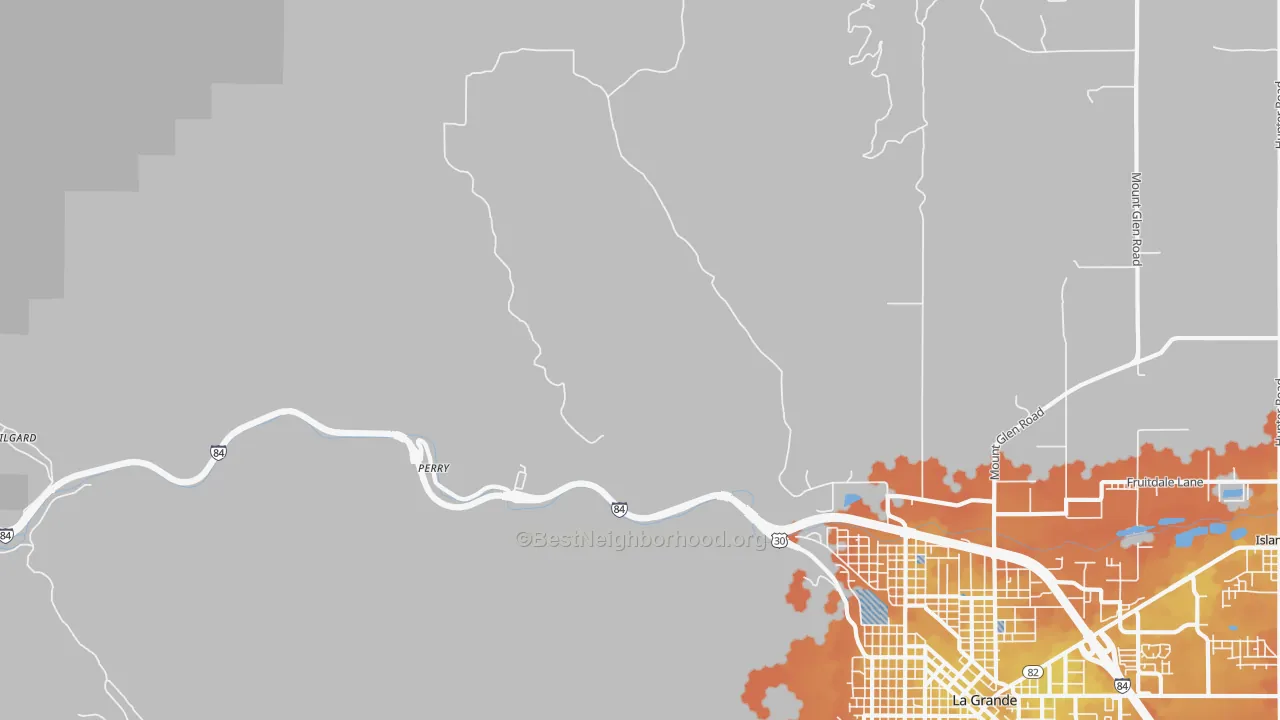 Bike Grade map of Perry, OR